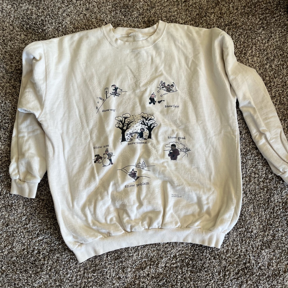❄️Northern Reflections Cream Embroidered Sweatshirt